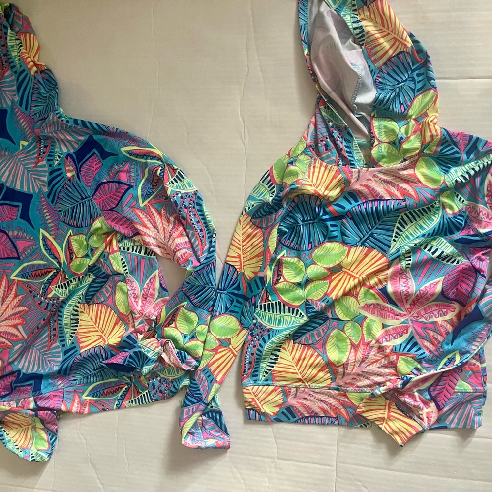 Tek Gear Multicolor Leaf Print Hoodie 2 tops 14/16 an size 8